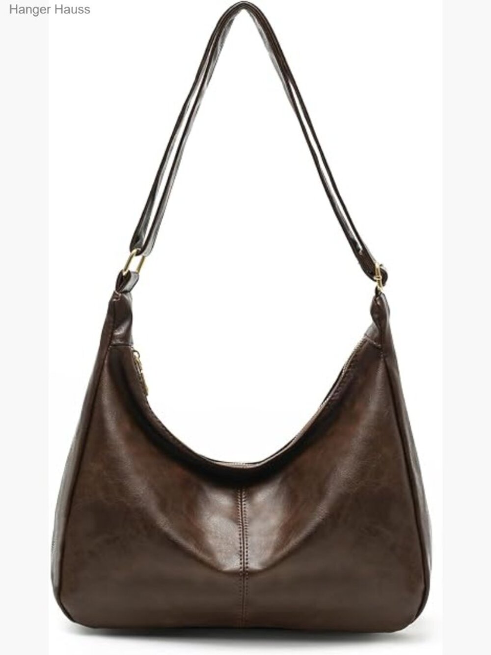 Slouchy Vegan Leather Shoulder Bag, Trendy Crossbody Hobo Tote
